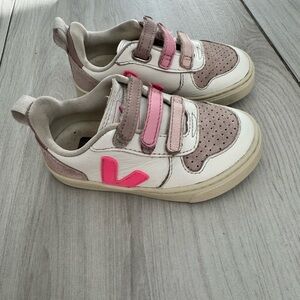 Veja Toddler Pink and White Velcro Sneakers